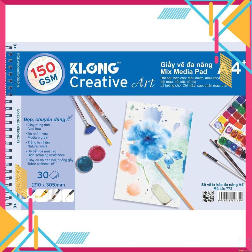 Sổ vẽ KLONG A4+ cao cấp lò xo kép xé 150GSM 30 tờ - 772