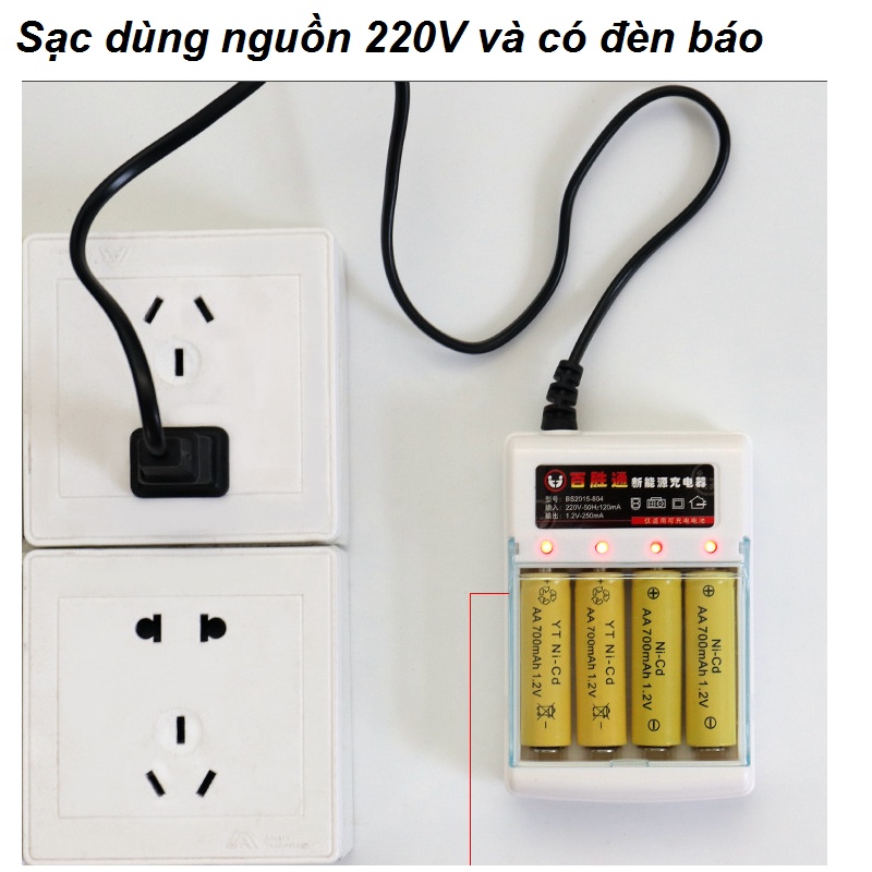 Bộ sạc 4 pin AA/AAA 1.2v 250mah (sạc pin con thỏ, pin AAA)