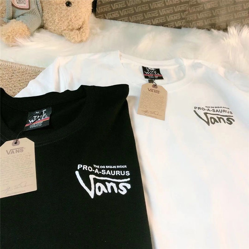 Áo Thun 100% Cotton Tay Ngắn Cổ Tròn Dáng Rộng In Logo VANS OFF Cá Tính Cho Nam Nữ