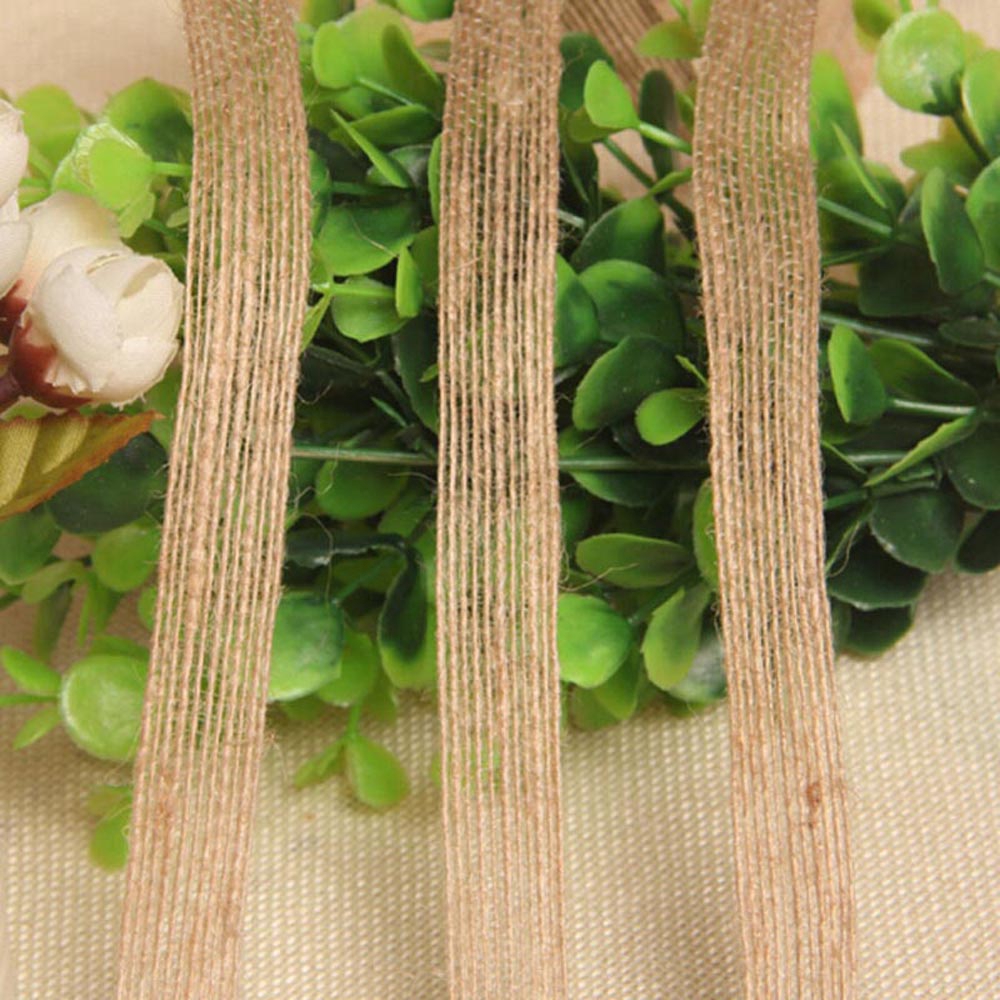 Cuộn ruy băng vải bố sợi đay tự nhiên dài 5m/ 10m dùng trang trí đám cưới kiểu cổ điển