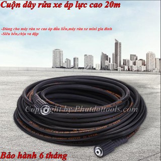 Bộ dây rửa xe cao áp 20m bố thép siêu bền-Tặng kèm kép đồng nối dây rửa xe