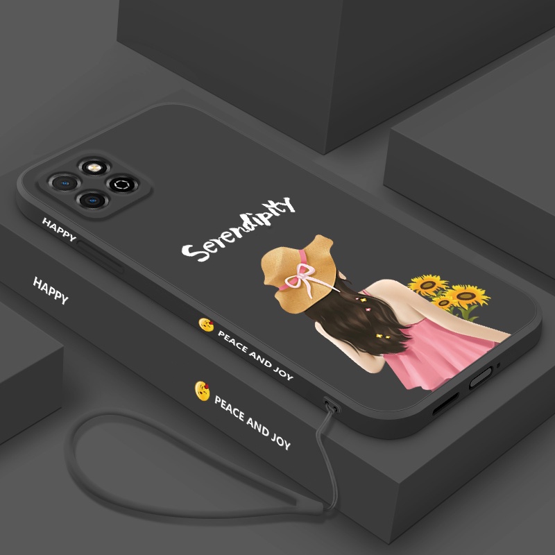 Ốp Điện Thoại Silicon Viền Thẳng In Hình Nhân Vật Có Dây Đeo Cho Redmi 9c 9a 9t