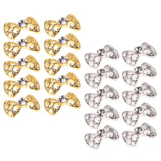 Set 10 nơ đính đá màu vàng/bạc trang trí móng
