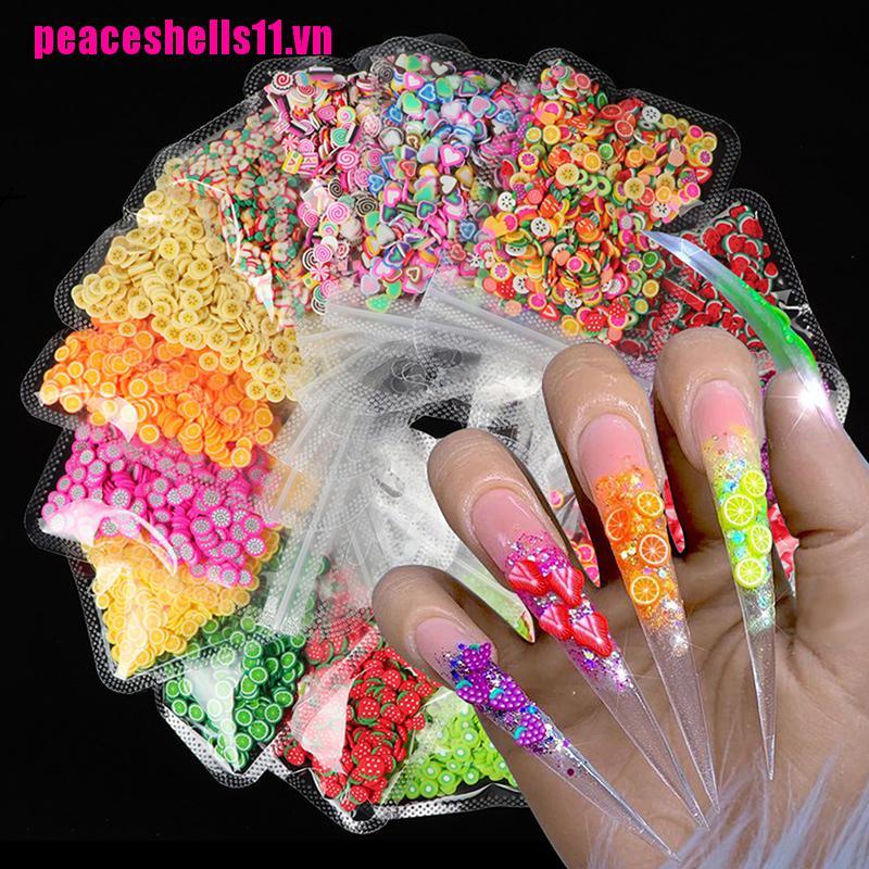 【Pevn】3D Fruit Slices Sticker Polymer Nail Art DIY Designs Nail Soft Beauty De