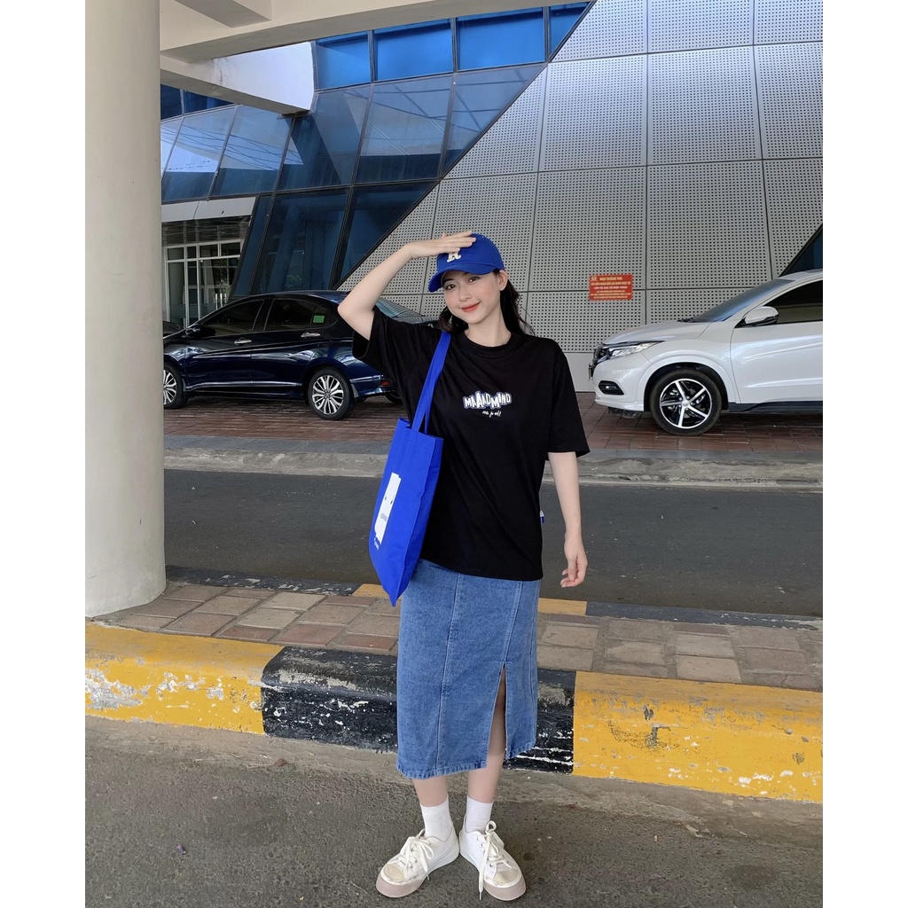 MADMIND® Chính Hãng - Áo thun Mad Typo  màu đen - cổ tròn, cotton thoáng mát - Essential Collection Form Rộng Unisex