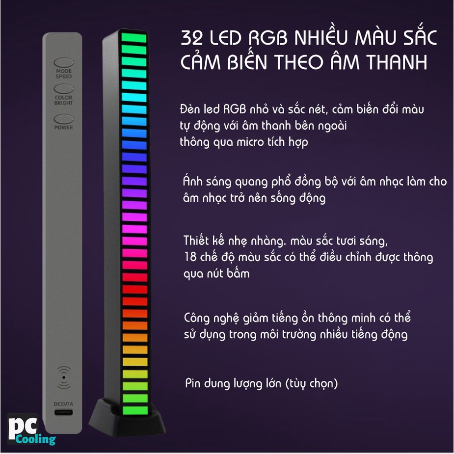 Thanh ĐÈN LED RGB NHÁY THEO NHẠC, B-Light NID Light, Điều khiển bằng giọng nói, có APP, trang trí cho máy tính/ Ô tô