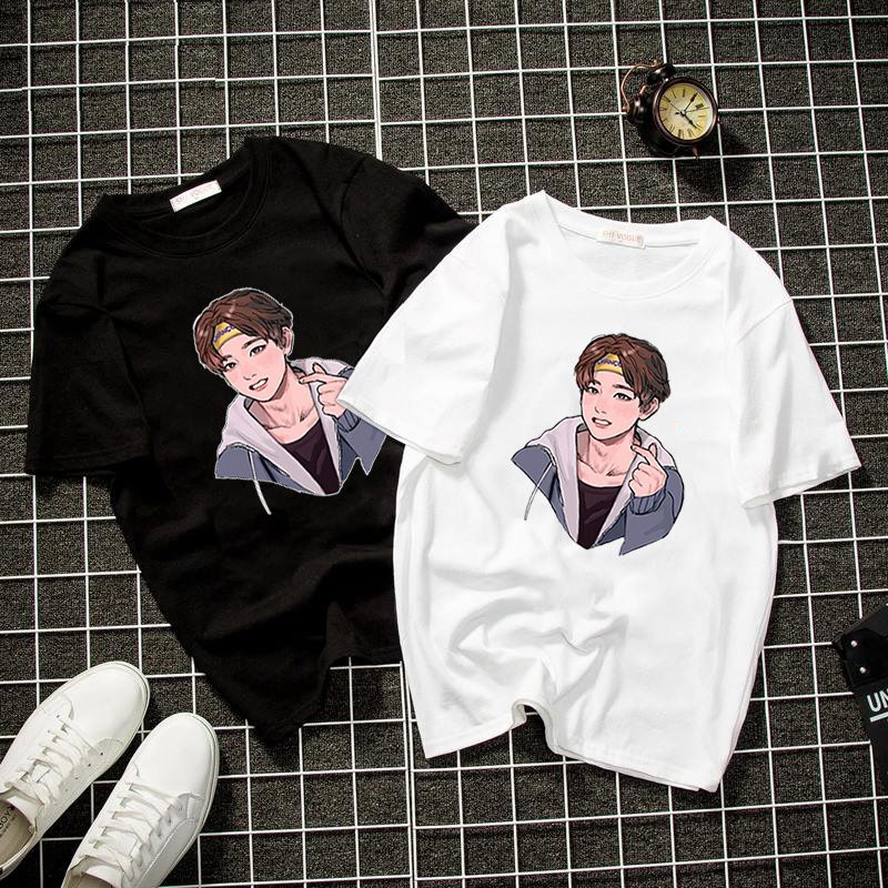 Áo thun form rộng unisex họa tiết nhận vật vải dày mịn 2019T22033