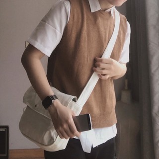 [CÓ SẴN - ẢNH THẬT] Áo gile len cổ tròn xẻ tà phong cách ulzzang Hàn Quốc