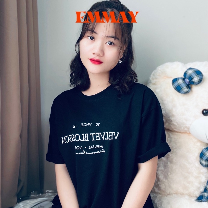 Áo phông 3158, áo thun nữ form rộng cotton oversize CHỮ VELVET freesize<65kg | BigBuy360 - bigbuy360.vn