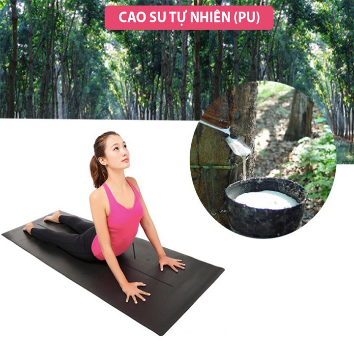 [Tặng túi] Thảm tập yoga định tuyến chống trơn trượt loại 8mm 80x185cm 2 lớp không mùi