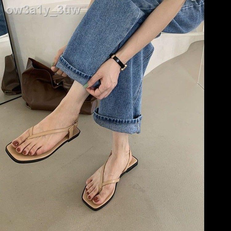 giày sandal 7cm☜Dép nữ đế bệt kiểu cổ tích mùa hè 2021 mới phong cách hàn quốc xỏ ngón đơn giản học sinh đi biể