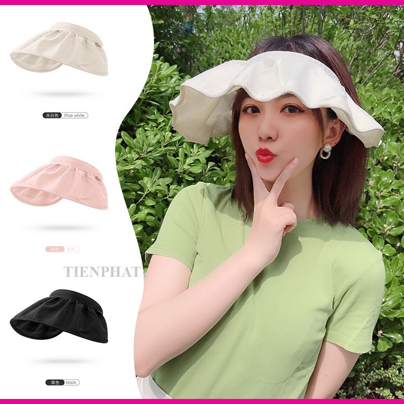 Mũ chống nắng nửa đầu vành rộng đa năng - Nón hở chóp rộng vành, cài tóc, bờm tóc