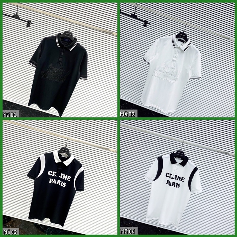 Áo cộc cổ bẻ nam, áo polo Lv, Thom chất liệu cotton from chuẩn
