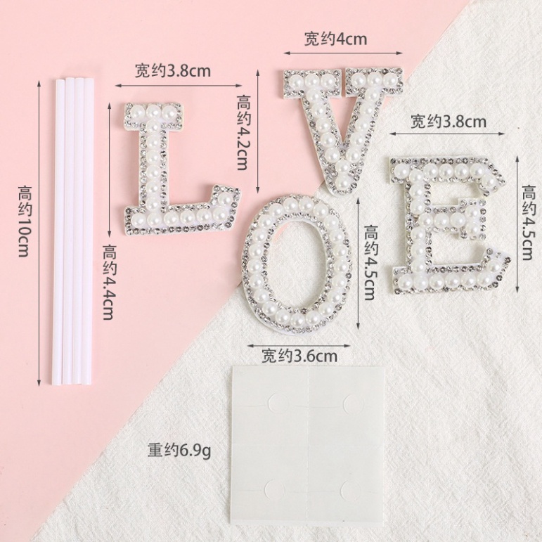 trang trí bánh kem [FREESHIP❤️] set 4 que cắm LOVE