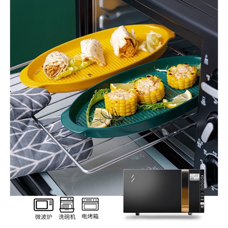 Đĩa sứ bầu dục trang trí món ăn kiểu Bắc Âu, dĩa oval decor bàn ăn