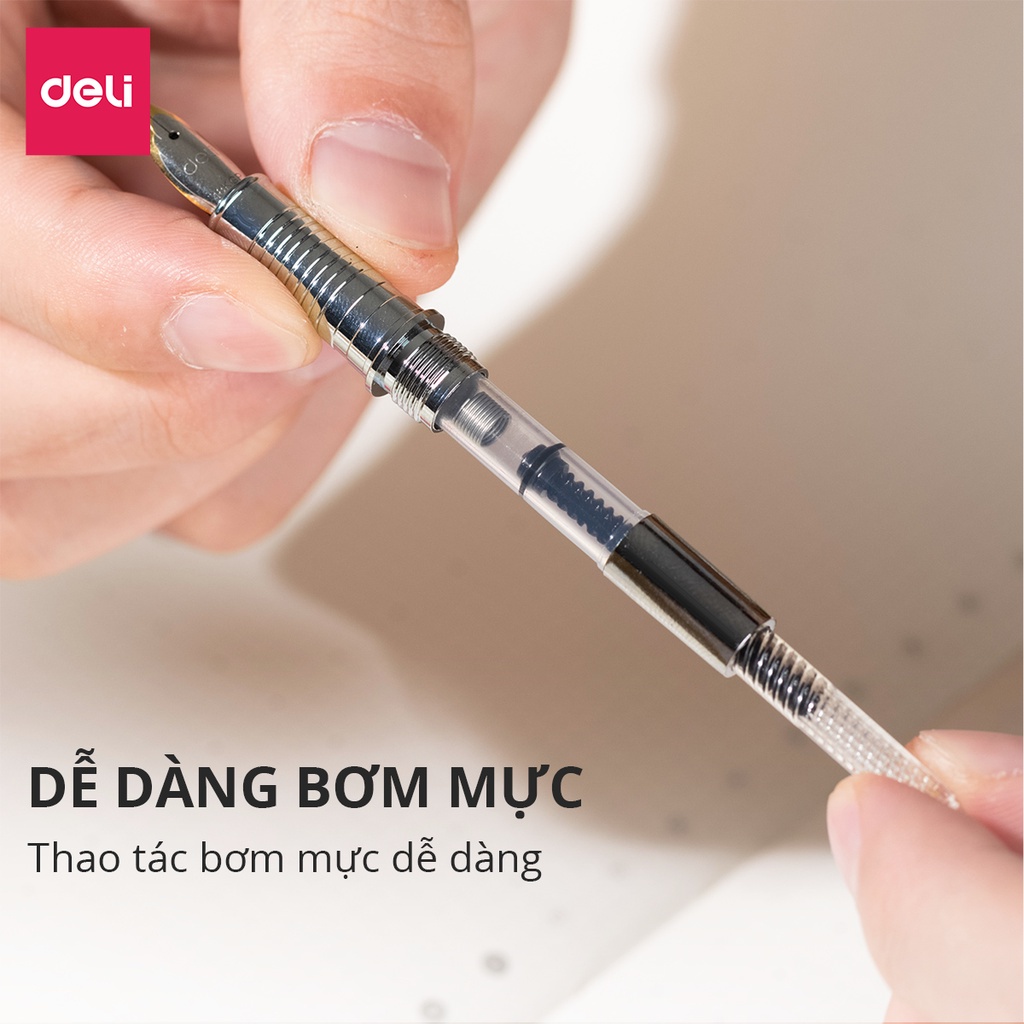 Bút máy kim loại Deli họa tiết đáng yêu  CQ893 / Bút mực luyện chữ đẹp Q893