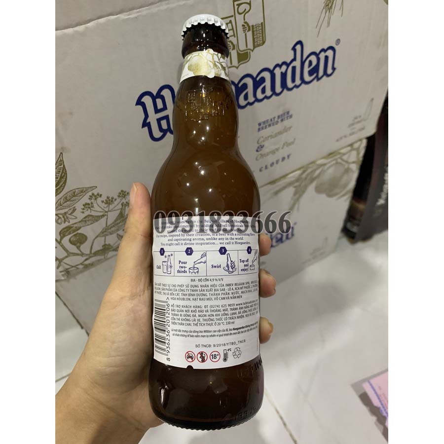 [LỐC 6] Bia Bỉ Hoegaarden 4,9% Chai 330ml