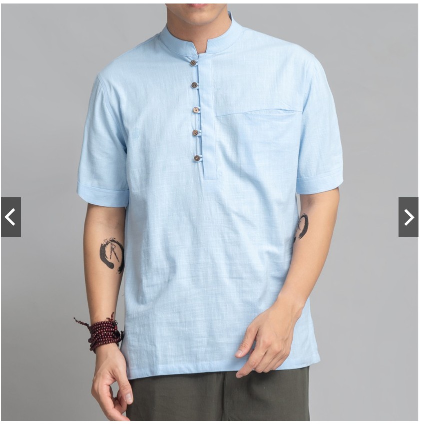 Áo linen Nam Cổ Trụ Thời Trang Cao Cấp Rough | BigBuy360 - bigbuy360.vn