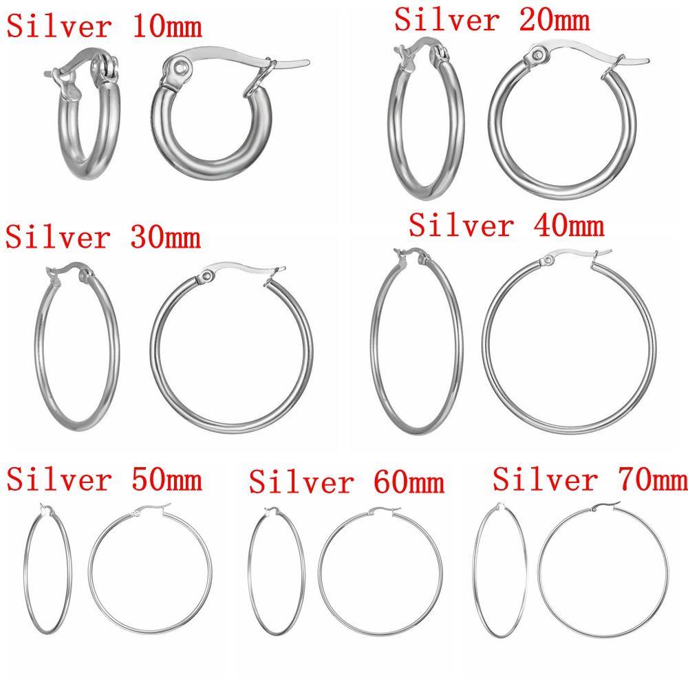 MOILYVN 1 Đôi Bông Tai Tròn Nhiều Kích Cỡ Phong Cách Punk Dành Cho Nữ