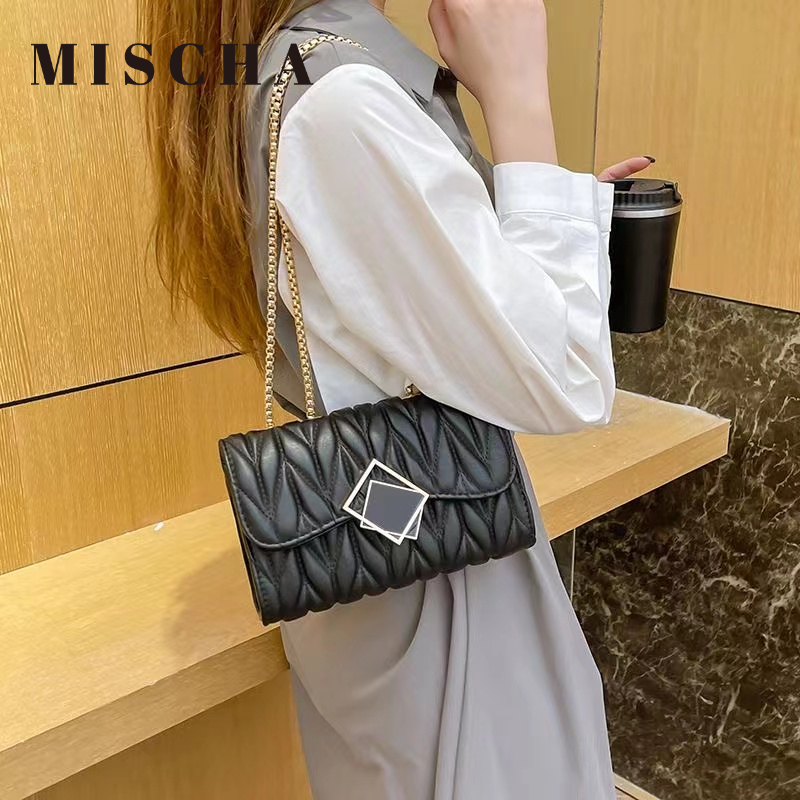 MISCHA Túi Đeo Chéo Vai Bằng Da PU Màu Trơn Thời Trang Sành Điệu Cho Nữ