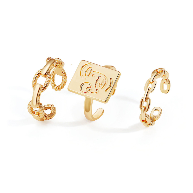 Set 3 Nhẫn Đeo Tay Kim Loại Phong Cách Vintage Cho Nữ