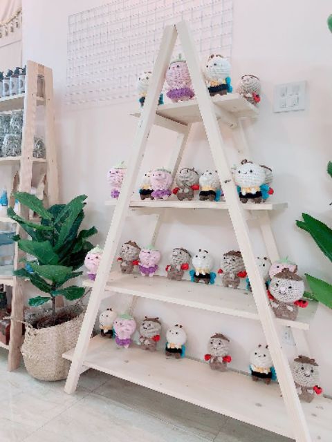 Kệ 2 thang tam giác FEGO gỗ thông tự nhiên
