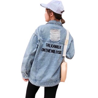 Áo khoác jean nam basic phom đứng, vải jean (bò) không co giãn, dày dặn, in TALK phía thân sau, 3 size, M-L-XL