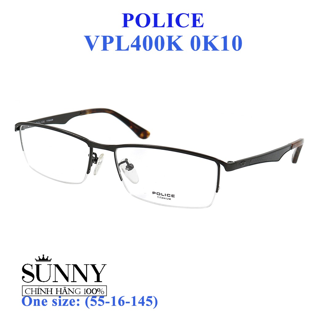 Gọng kính thời trang chính hãng nhiều màu Police VPL400K, thiết kế dễ đeo bảo vệ mắt