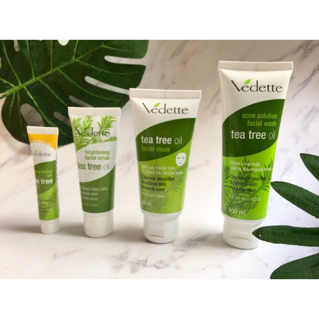 Bộ Dưỡng Da Ngừa Mụn Chiết Xuất Từ Tràm Trà Tea Tree Oil Vedette (Hộp 4 Tuýp) | BigBuy360 - bigbuy360.vn