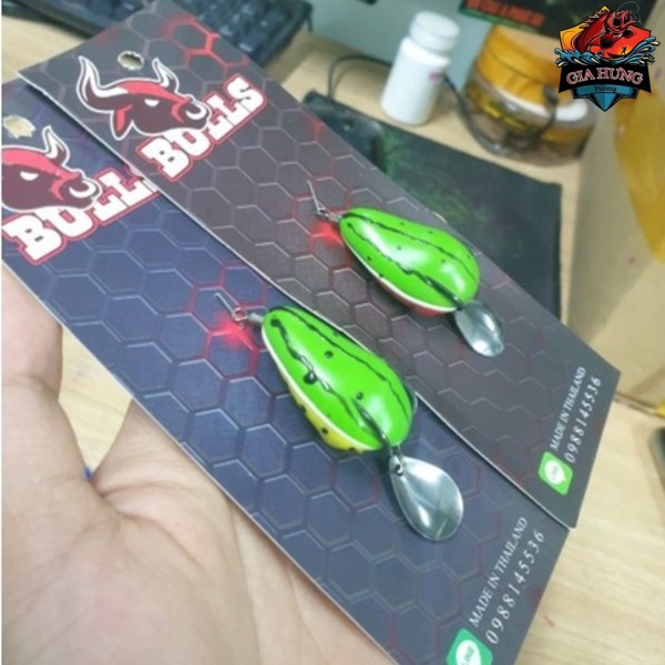 Nhái hơi câu cá lóc Bull thái Lan cao cấp. vỏ nhái hơi mềm dai, chống vướng hiệu quả, lưỡi đóng cá tốt, thìa không gỉ