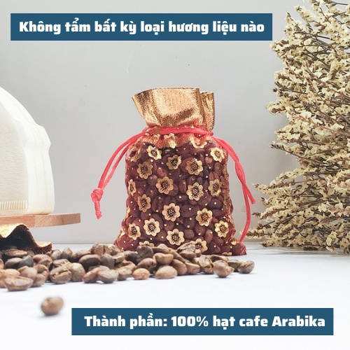 Túi Thơm phòng Để tù quần áo Hương Cà Phê Treo Xe Ô Tô Vải Voan 80gr rang Arabica khử mùi tủ lạnh nhà vệ sinh