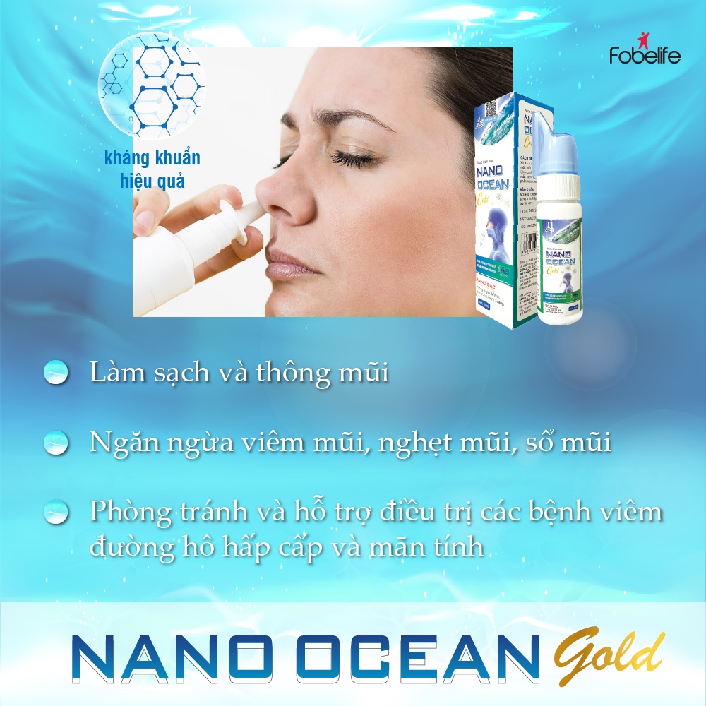 Dung dịch vệ sinh mũi người lớn Nano Ocean Gold Fobelife - chai 70ml