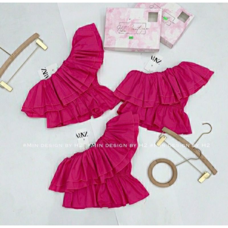 💋💋Áo lệch vai zara bèo xinhh hết nút🥰🥰🥰