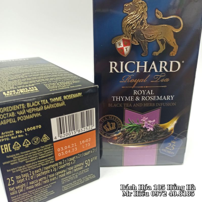 [T3/2023] Trà Richard Royal Tea hộp giấy 25 gói