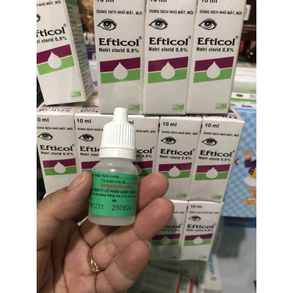 Nước muối sinh lý nhỏ mắt mũi efticol, natri clorid, rhinex