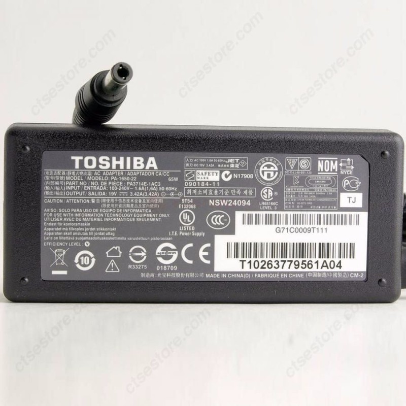 SẠC LAPTOP TOSHIBA CHÍNH HÃNG 19V-3.42A (ADAPTER TOSHIBA) BẢO HÀNH ĐỔI MỚI 12 THÁNG