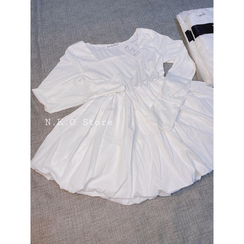 Váy Babydoll Trắng Dài Tay-FREESHIP - Hàng Quảng Châu -đầm đi tiệc | BigBuy360 - bigbuy360.vn