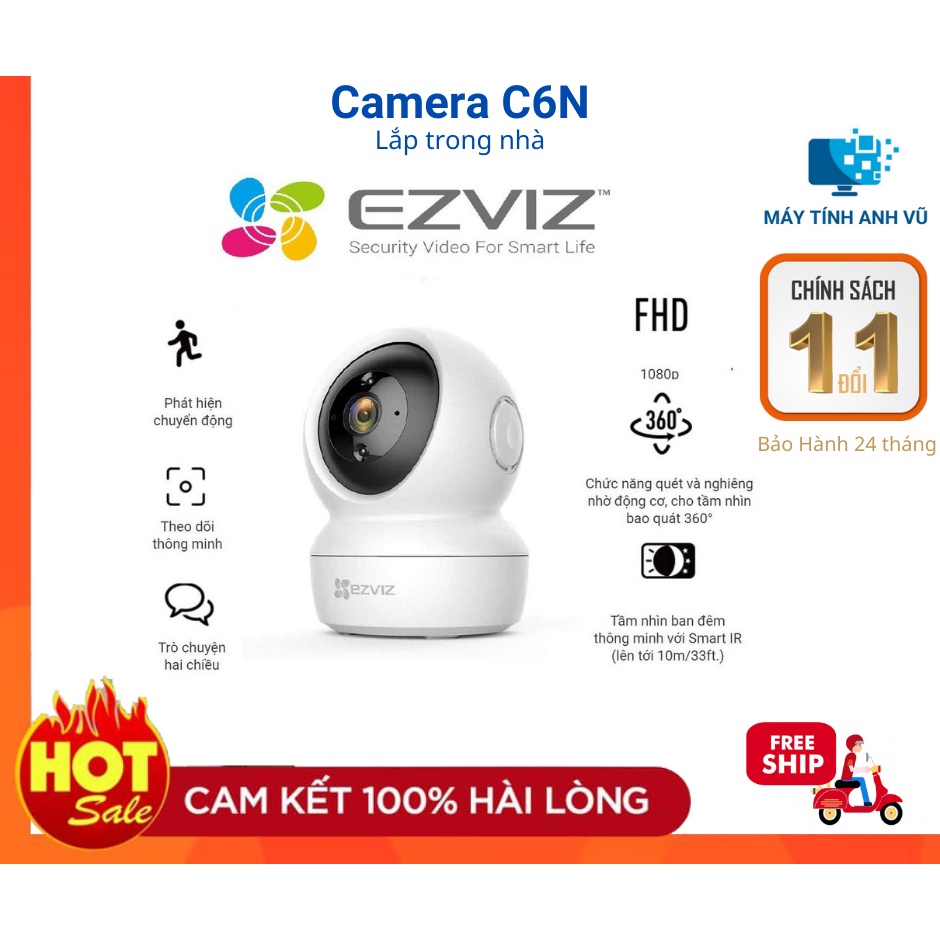 Camera wifi Ezviz C6N 1080p(2M) xoay 360 - Hàng chính hãng