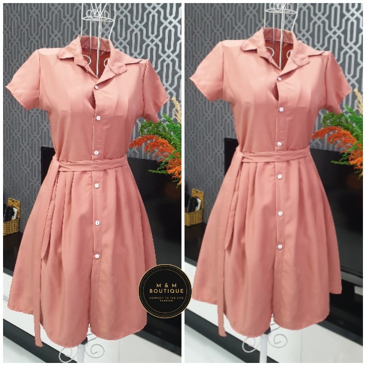 Đầm xoè đẹp công sở, cổ somi, tay ngắn, vintage (cổ điển) công sở – H2021 - M & M Boutique