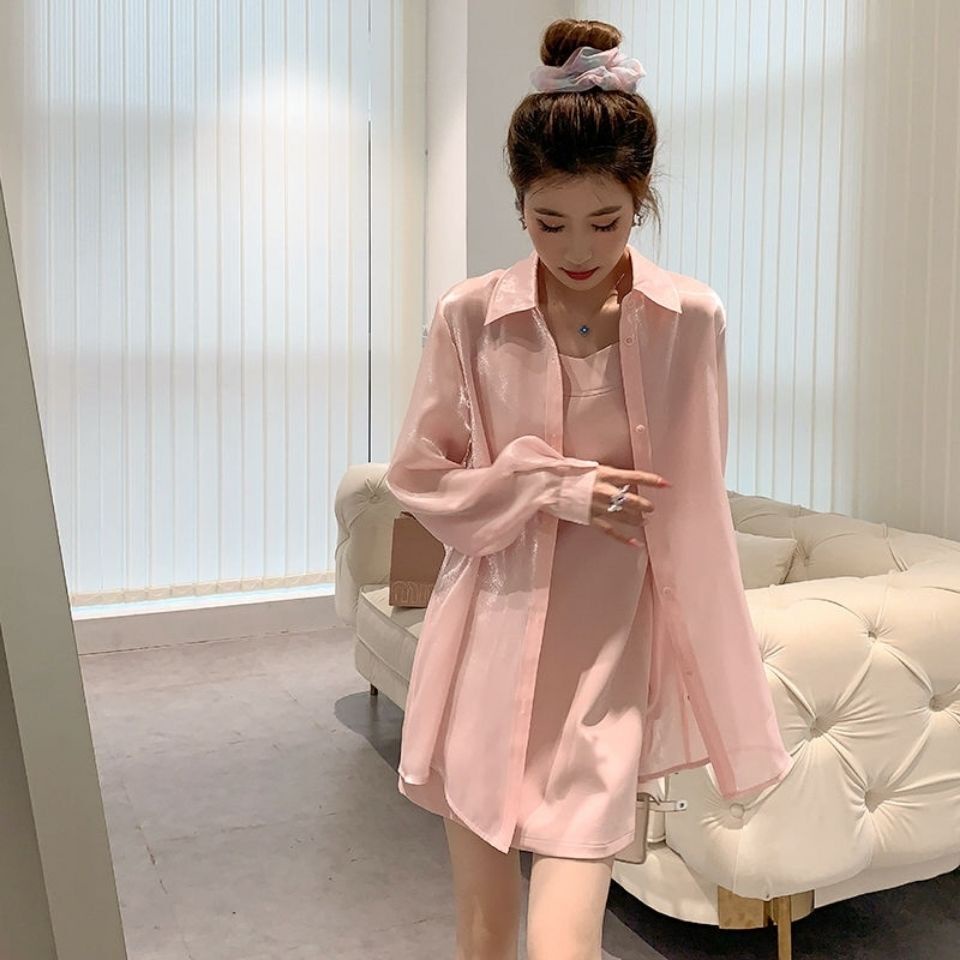 Jiashucheng Áo Sơ Mi Dài Tay Chống Nắng Dáng Rộng Phong Cách Mới Cho Nữ