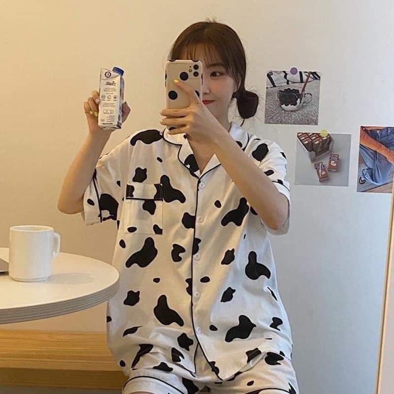 Set Bộ Bò Sữa - Set Pizama Hình Bò Đáng Yêu