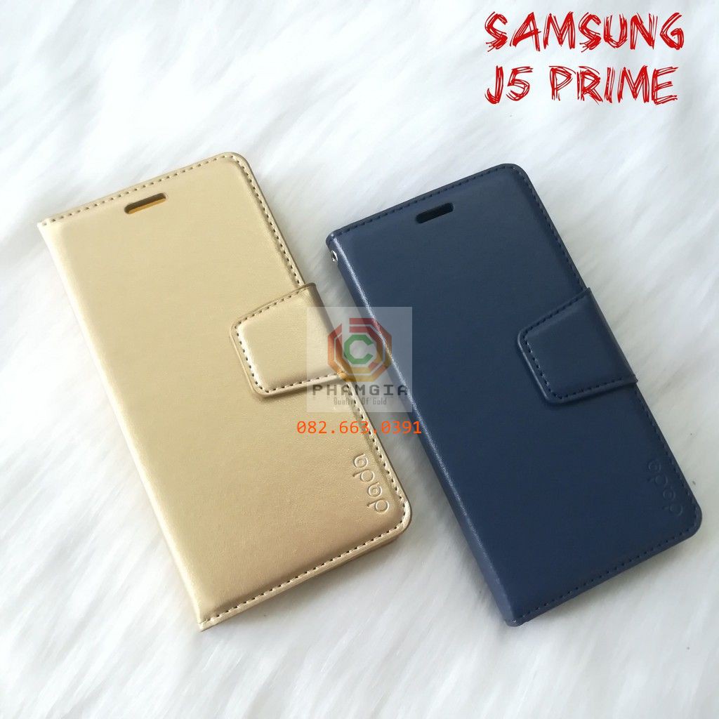 Bao da Samsung J5 Prime/J7 prime/ C9 PRO nắp gập chống đỡ xem phim, ngăn đựng thẻ