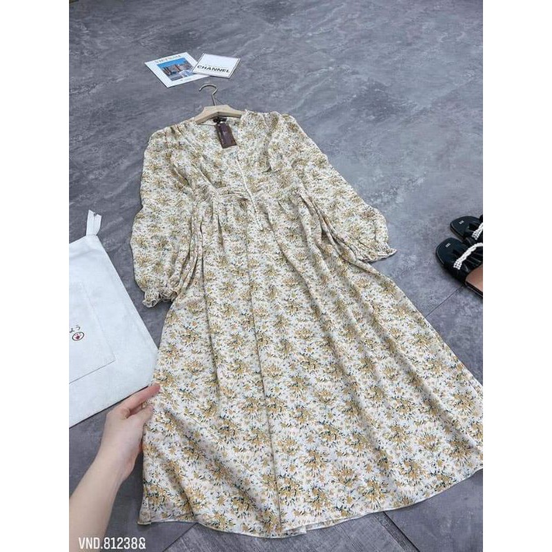 (Order 1 tuần)Váy hoa nhí cổ V ngọc dáng dài cực xinh về hàngChất von lụa bao đẹp
