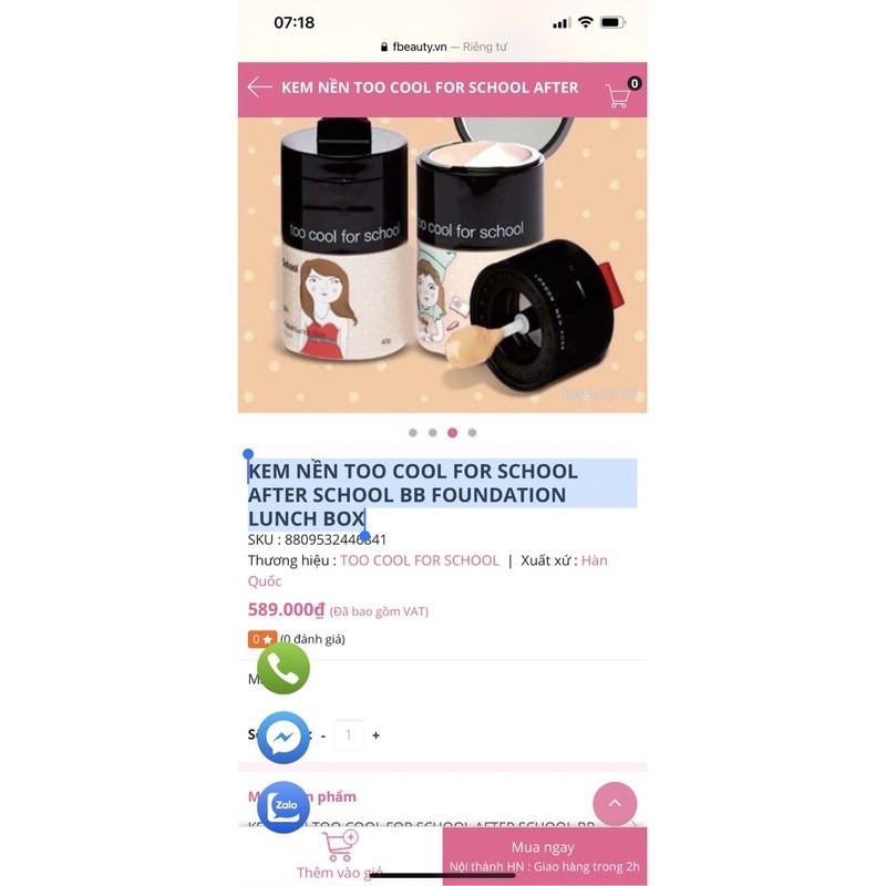 Kem nền After School BB Foundation Lunch Box Too Cool For School | BigBuy360 - bigbuy360.vn