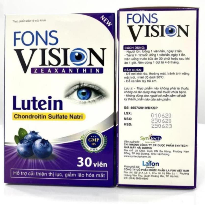 Viên uống bổ mắt ❤️LUTEIN❤️ Sáng mắt,tăng cường thị lực ✔️️️ Đẩy lùi thoái Hóa Điểm Vàng Fons Vision (30 viên) | BigBuy360 - bigbuy360.vn