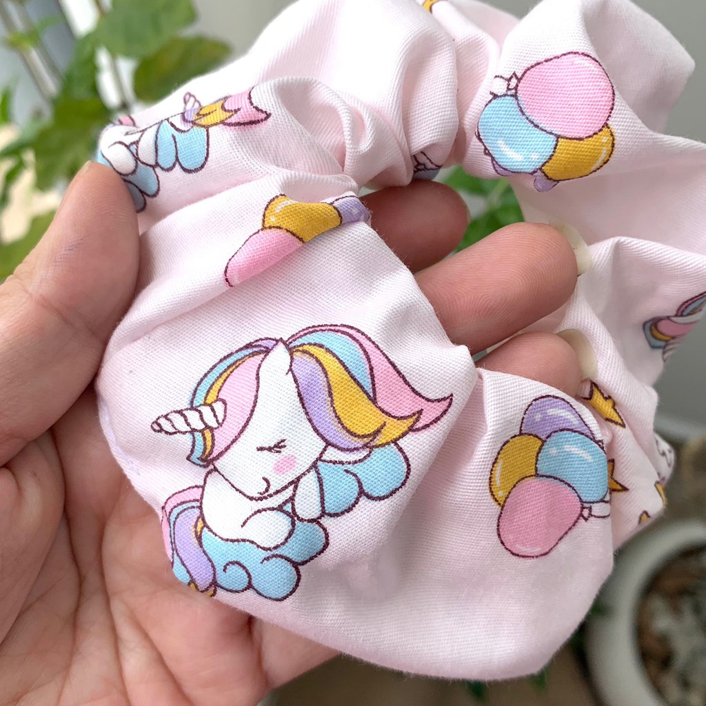 Cột tóc vải Scrunchies hoa văn cao cấp