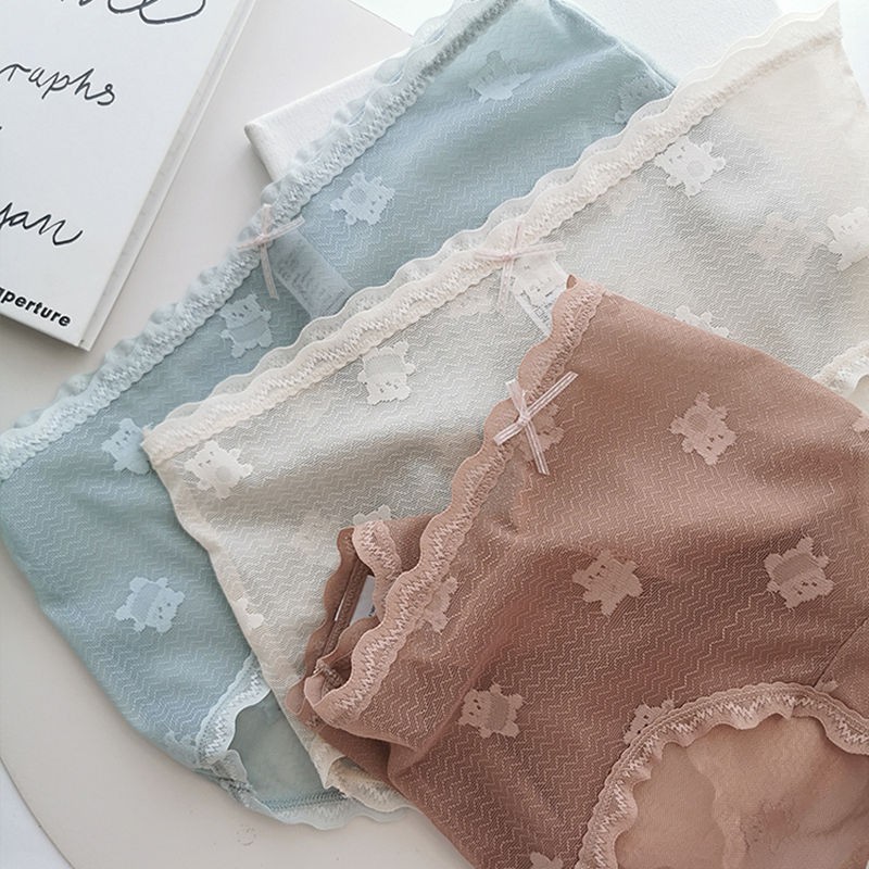 Quần Lót Lụa Phối Ren Siêu Mỏng Thoáng Khí Kháng Khuẩn Không Đường May Quyến Rũ Cho Nữ | BigBuy360 - bigbuy360.vn