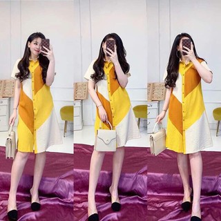 Váy sơ mi suông đũi lụa nữ DK152
