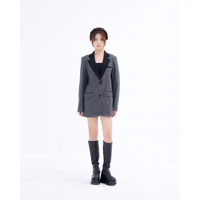 Áo vest dạ hoạ tiết phối đen trắng - Daria vest