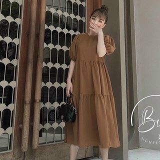 Đầm babydoll tầng tay phồng cho nàng bầu cực xinh đi chơi dạo phố phong cách tiểu thư giản dị thanh lịch
